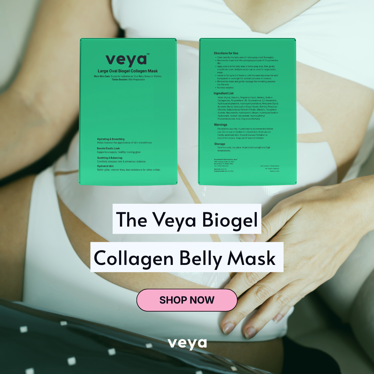 VEYA Collagen Belly Mask, postpartum belly skincare routine