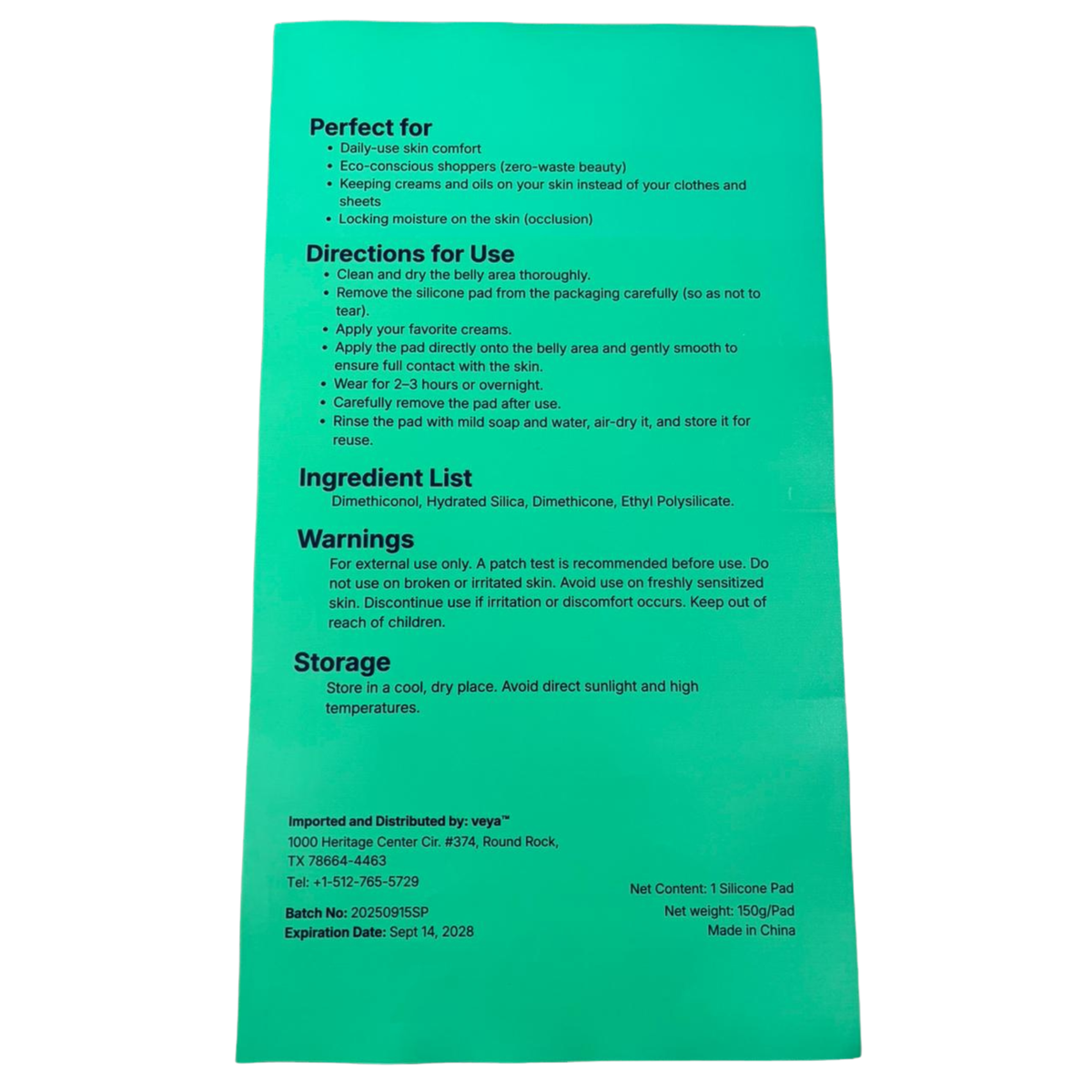 VEYA Silicone Belly Pad, back view